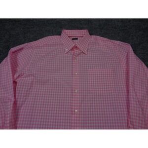 Solemare Maus & Hoffman Shirt Mens XL Pink Gingham Plaid Long Sleeve Cotton
